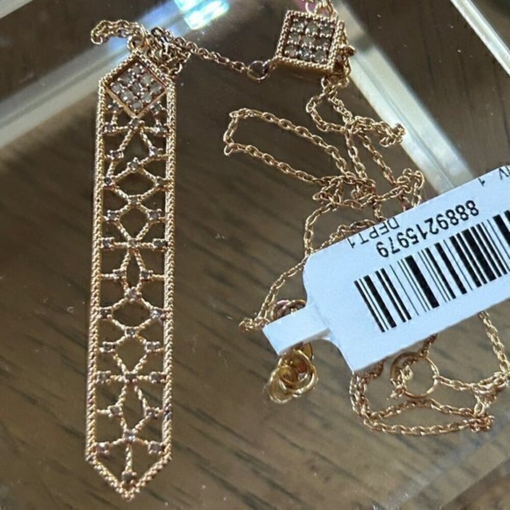 Rarities Carol Brodie 0.5 ctw CHAMPAGNE DIAMOND Lace Y Drop Necklace NWT - Picture 5 of 11